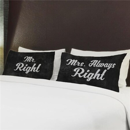 One Bella Casa One Bella Casa 74346CSE Mrs Always Right Pillow Case - Black; Set of 2 74346CSE